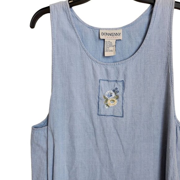 Donnkenny‎ Casual Womens Dress Size Large Blue 100% Cotton Side Slit Sleeveless - Picture 2 of 10